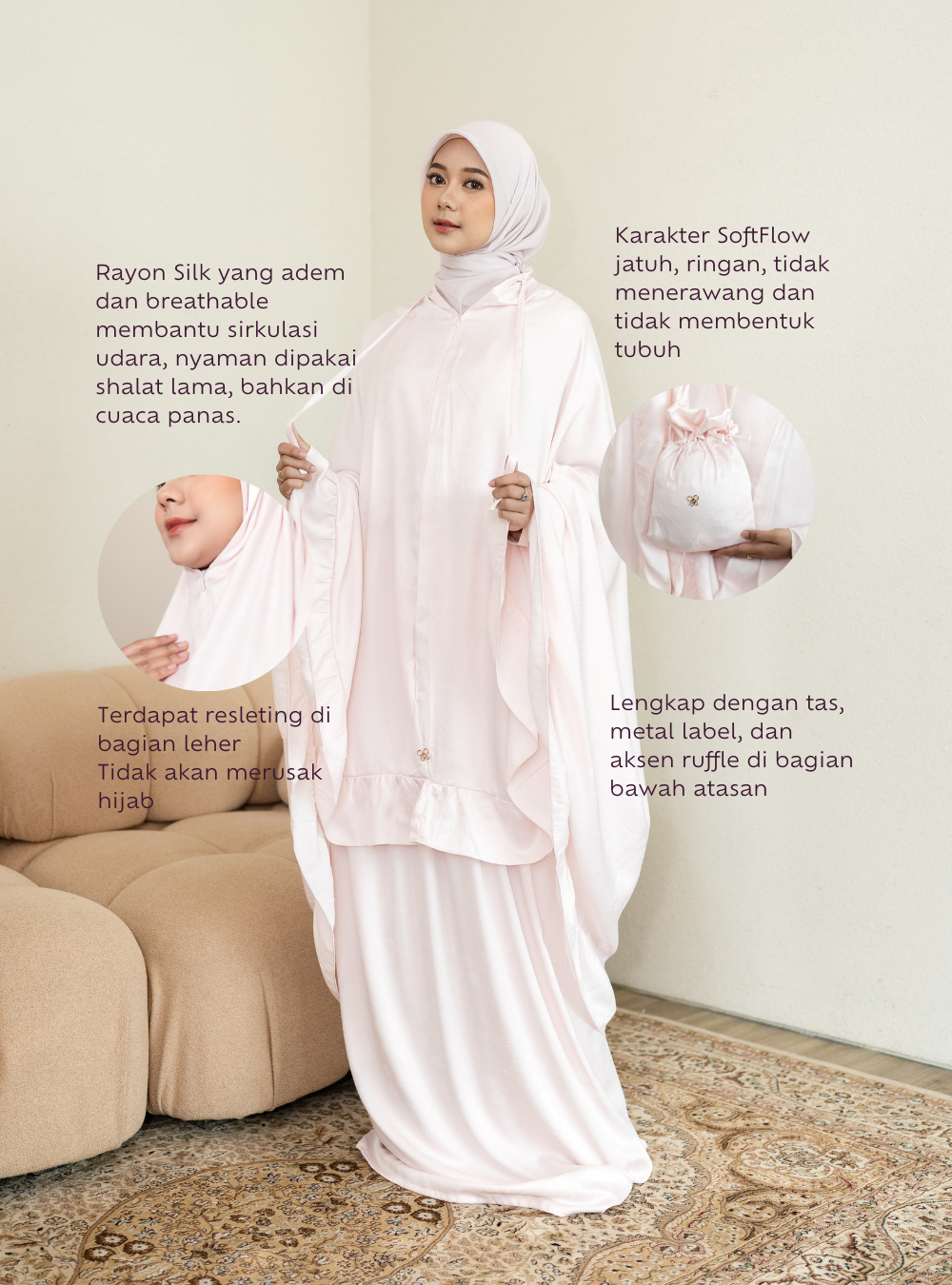 Rihla Soft Flow Prayer Set - Blush Petal