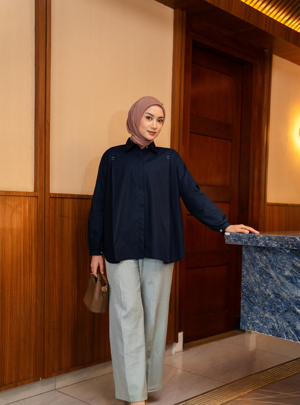 Serene Fold Shirt - Navy