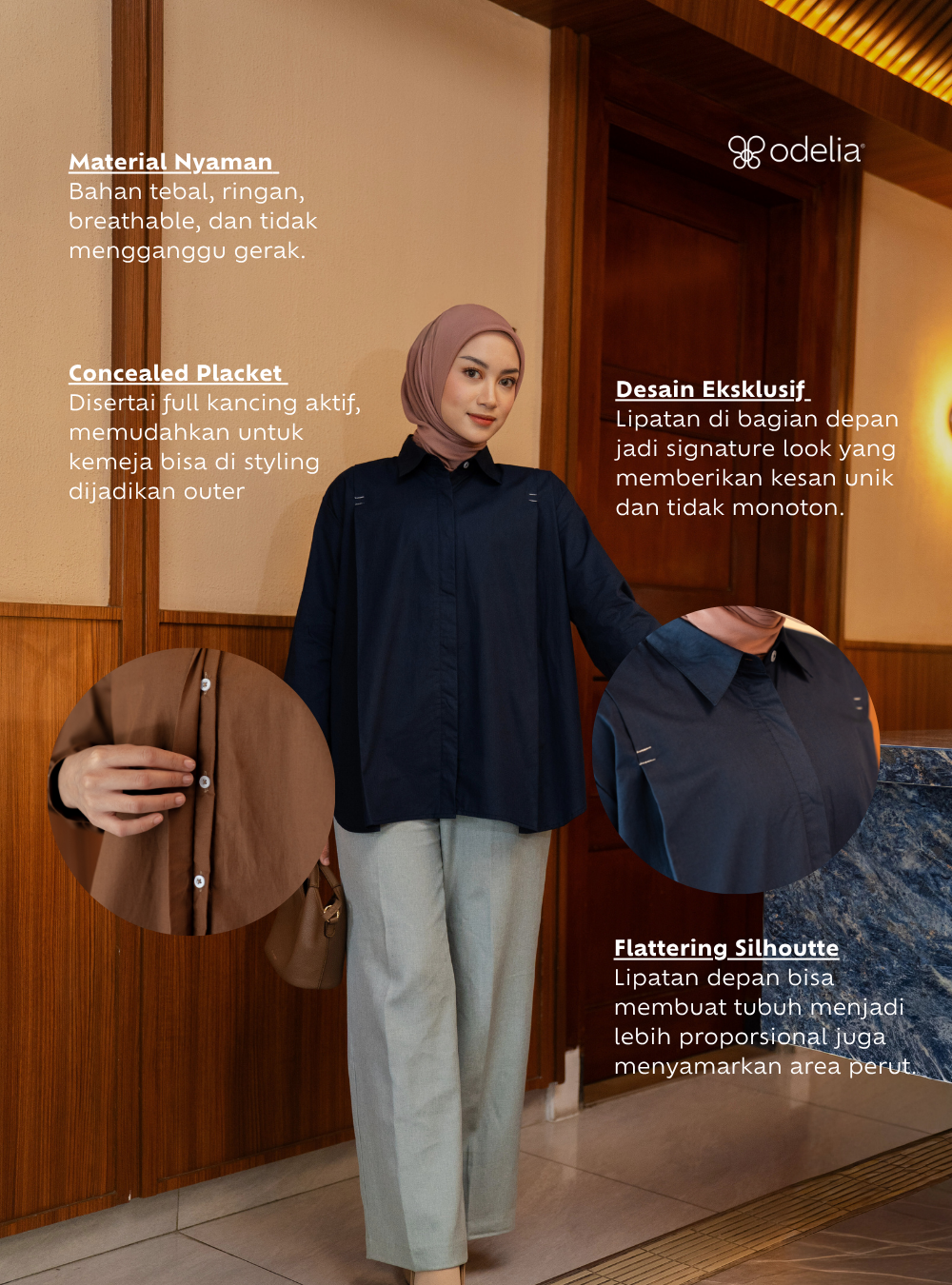 Serene Fold Shirt - Navy