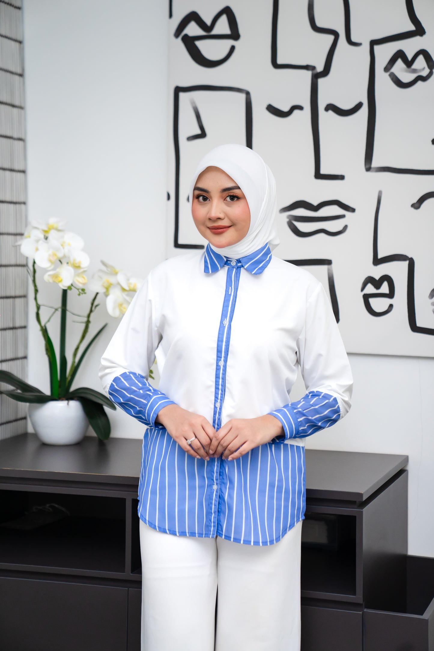 Nara Stripe Shirt - Deep Ice
