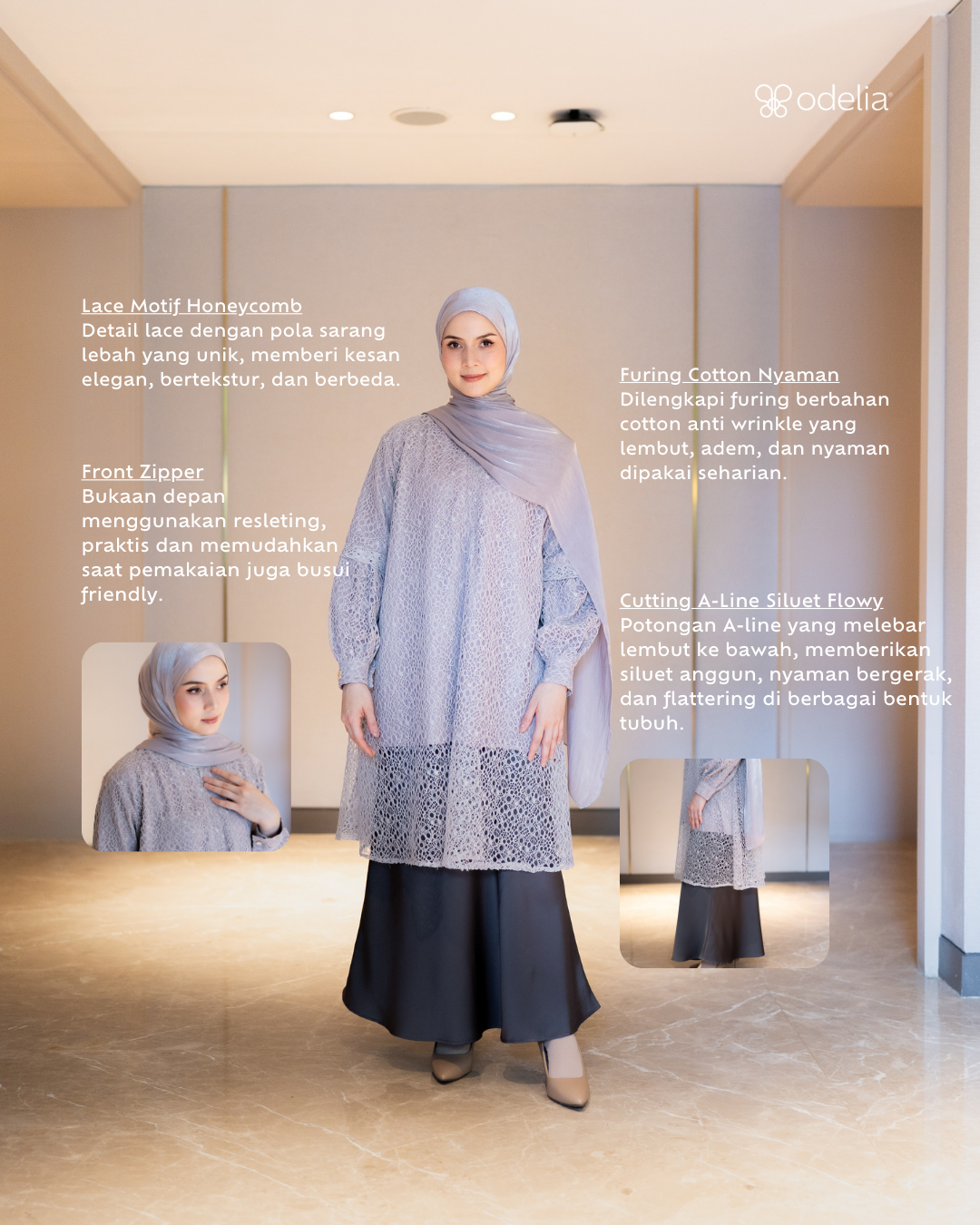 Amara Lace Tunic - Frost Lilac