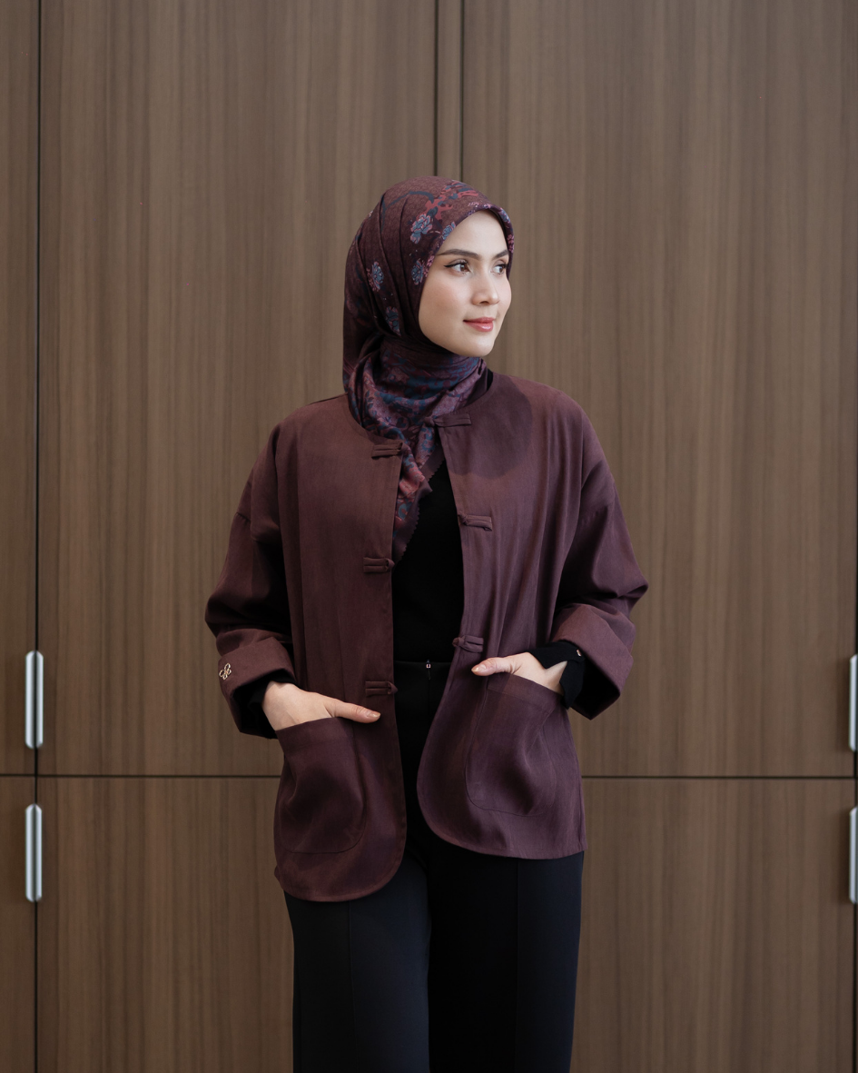 Outer Cheongsam - ⁠Velvet Plum