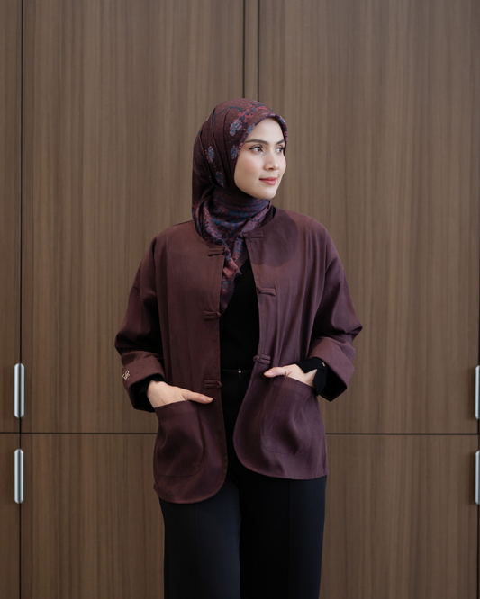 Outer Cheongsam - ⁠Velvet Plum