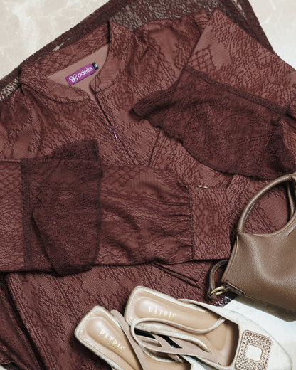 Noor Lace Tunic - Mahogany