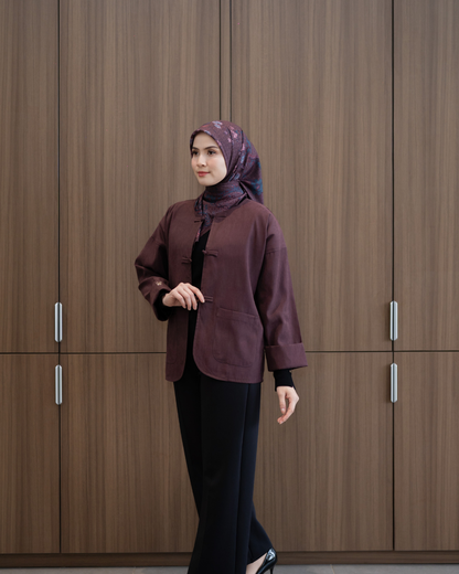 Outer Cheongsam - ⁠Velvet Plum