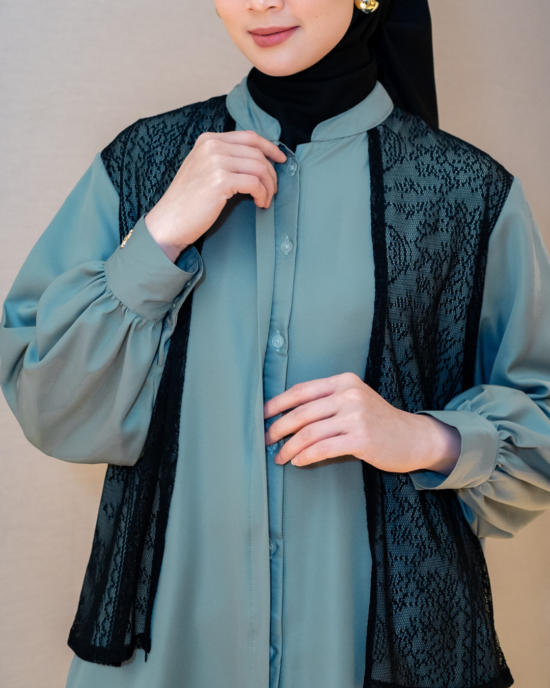 Noor Outer Lace Blouse - Midnight Teal