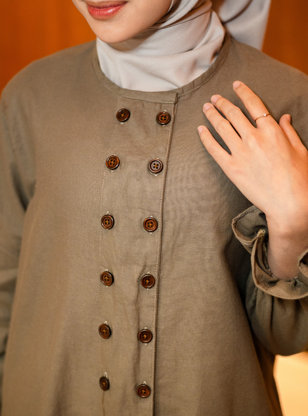 Maura Button Blouse - Stone Grey