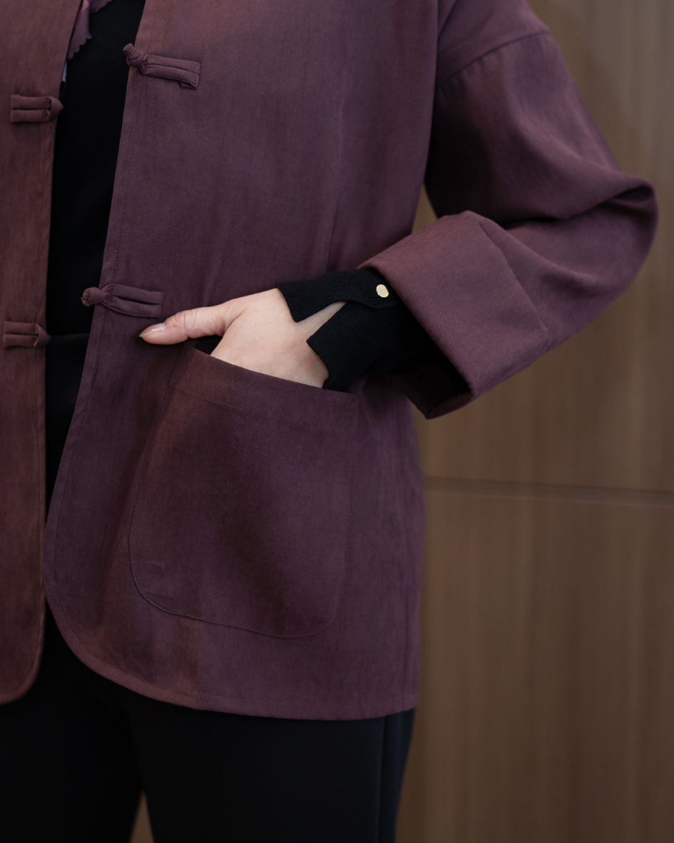 Outer Cheongsam - ⁠Velvet Plum