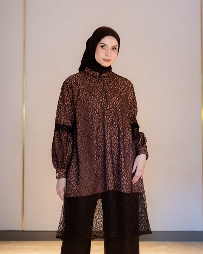 Amara Lace Tunic - Mahogany