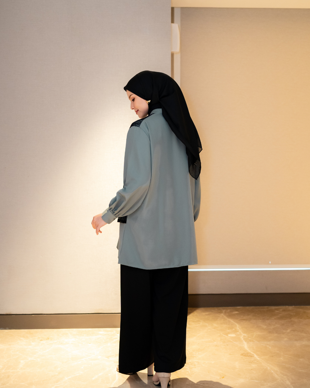 Noor Outer Lace Blouse - Midnight Teal