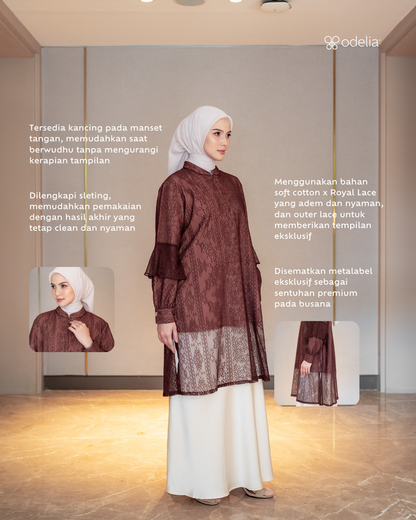 Noor Lace Tunic - Mahogany