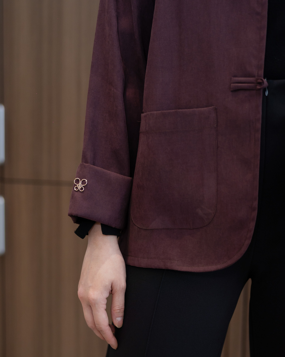 Outer Cheongsam - ⁠Velvet Plum