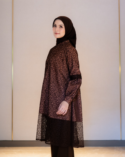 Amara Lace Tunic - Mahogany
