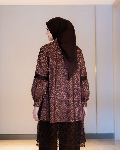 Amara Lace Tunic - Mahogany