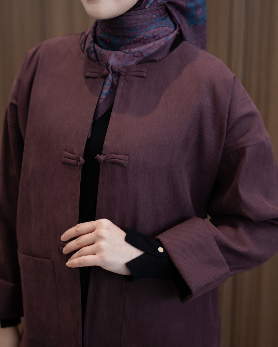 Outer Cheongsam - ⁠Velvet Plum