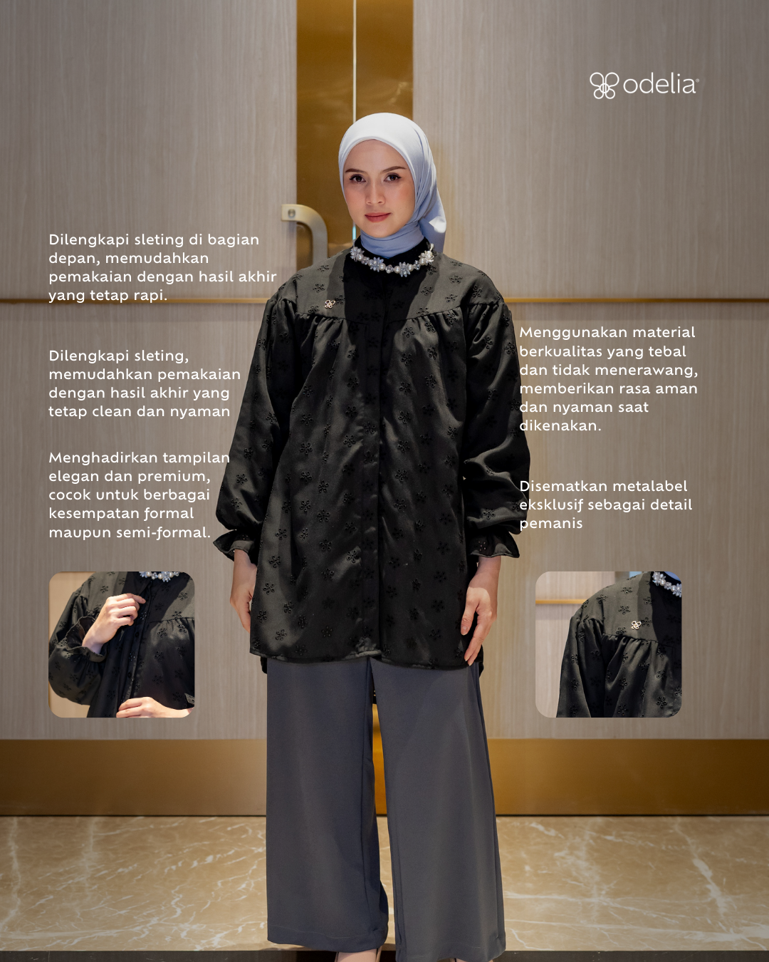 Sera Embroidery Blouse - Classic Black