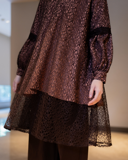 Amara Lace Tunic - Mahogany
