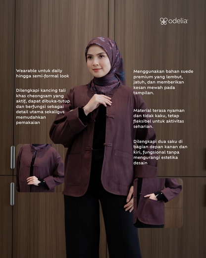 Outer Cheongsam - ⁠Velvet Plum