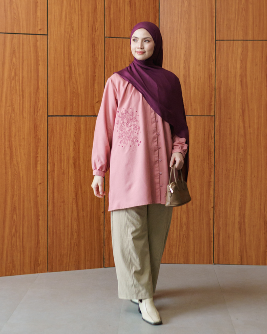 Sorelle Button Blouse - Dusty Rose