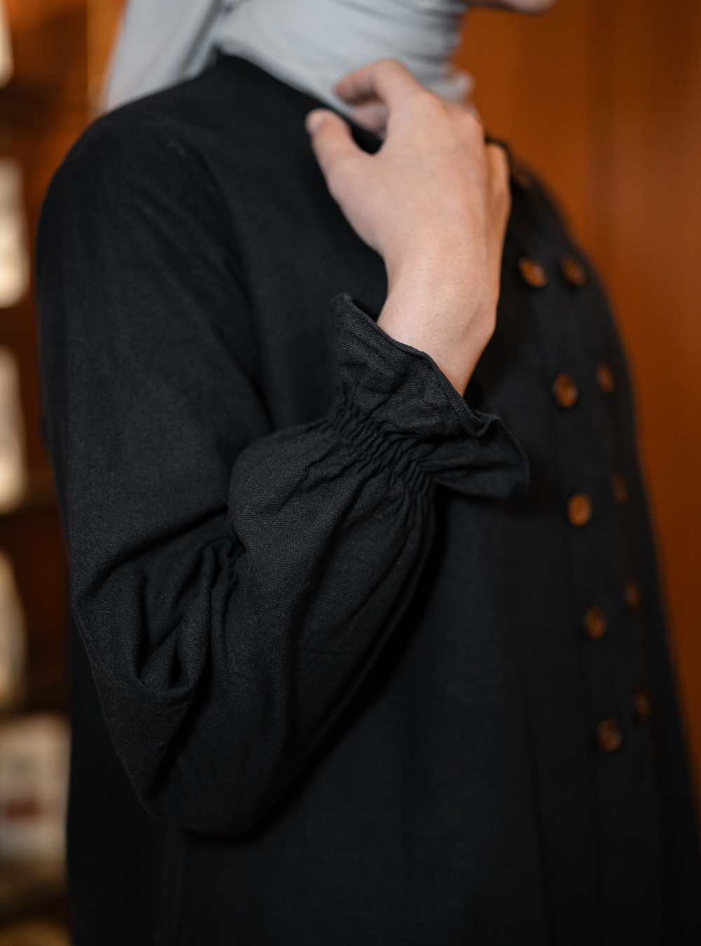 Maura Button Blouse - Black