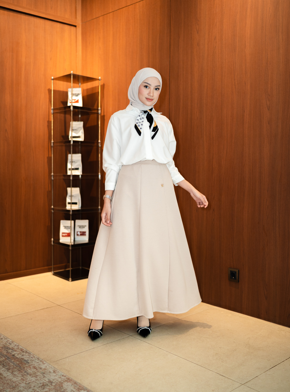 Elora Twirl Skirt - Beige