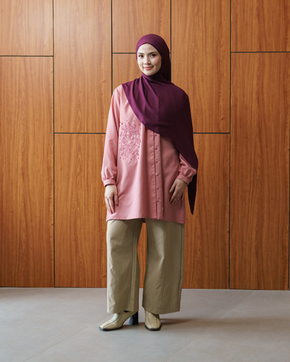 Sorelle Button Blouse - Dusty Rose