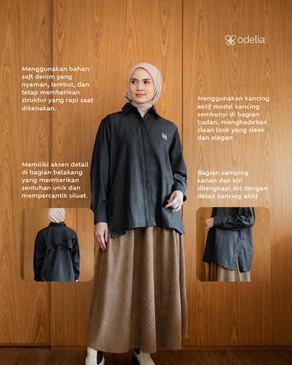 Sorae Button Shirt - Raven Black