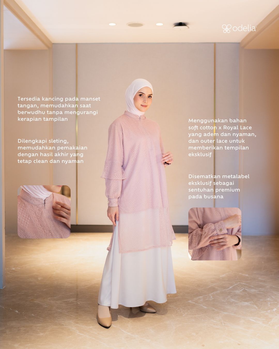 Noor Lace Tunic - Powder Rose