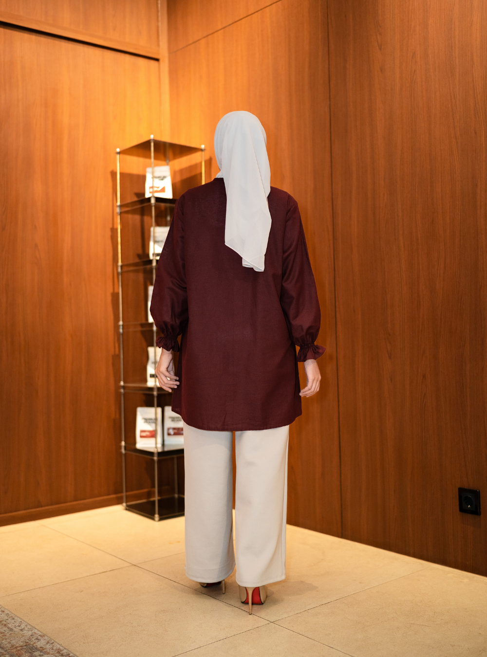 Maura Button Blouse - Maroon