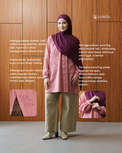 Sorelle Button Blouse - Dusty Rose