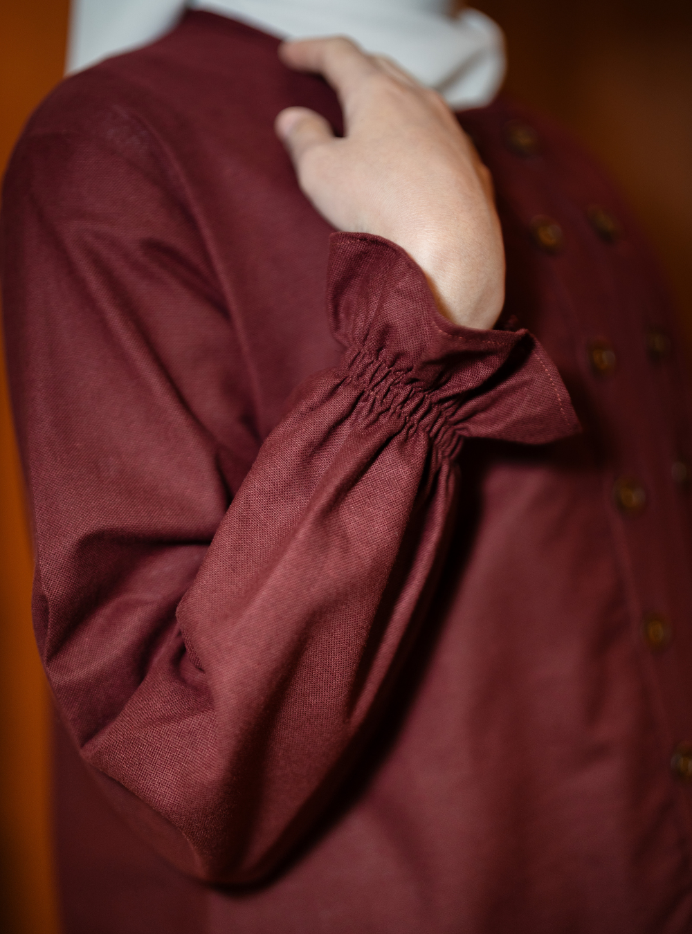 Maura Button Blouse - Maroon