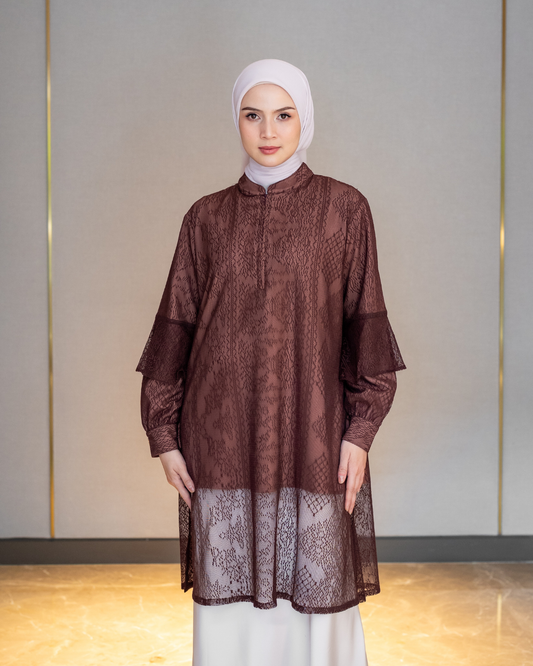 Noor Lace Tunic - Mahogany