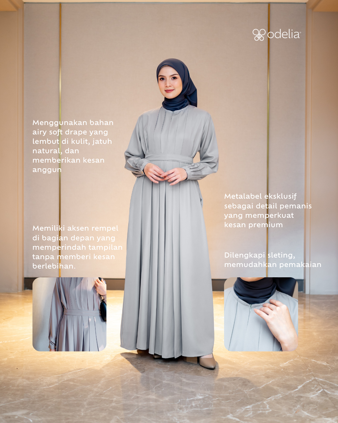 Noor Drapery Dress - Silver Mist