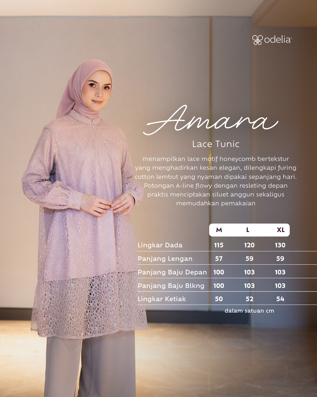 Amara Lace Tunic - Dusty Rose