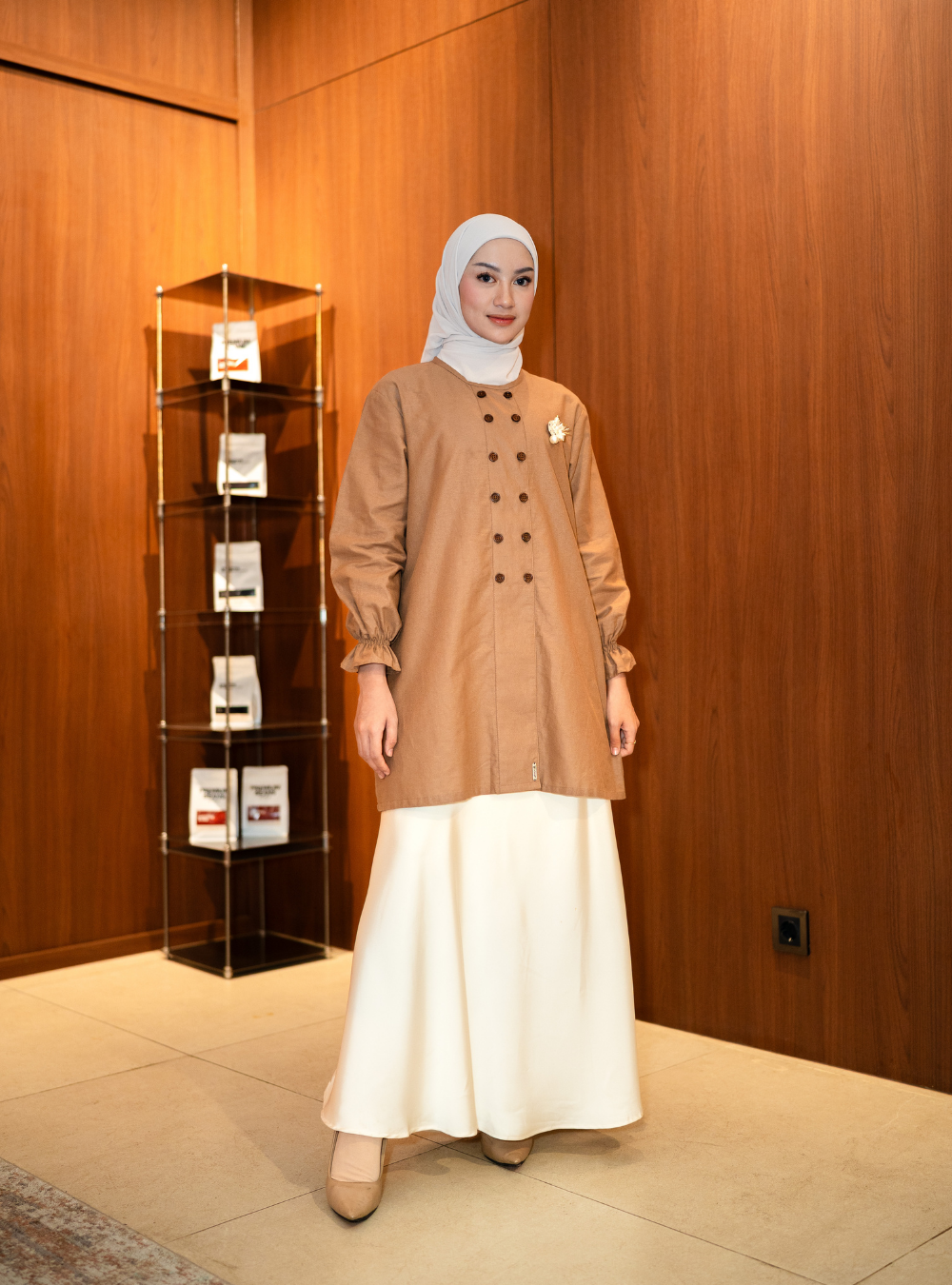 Maura Button Blouse - Brown