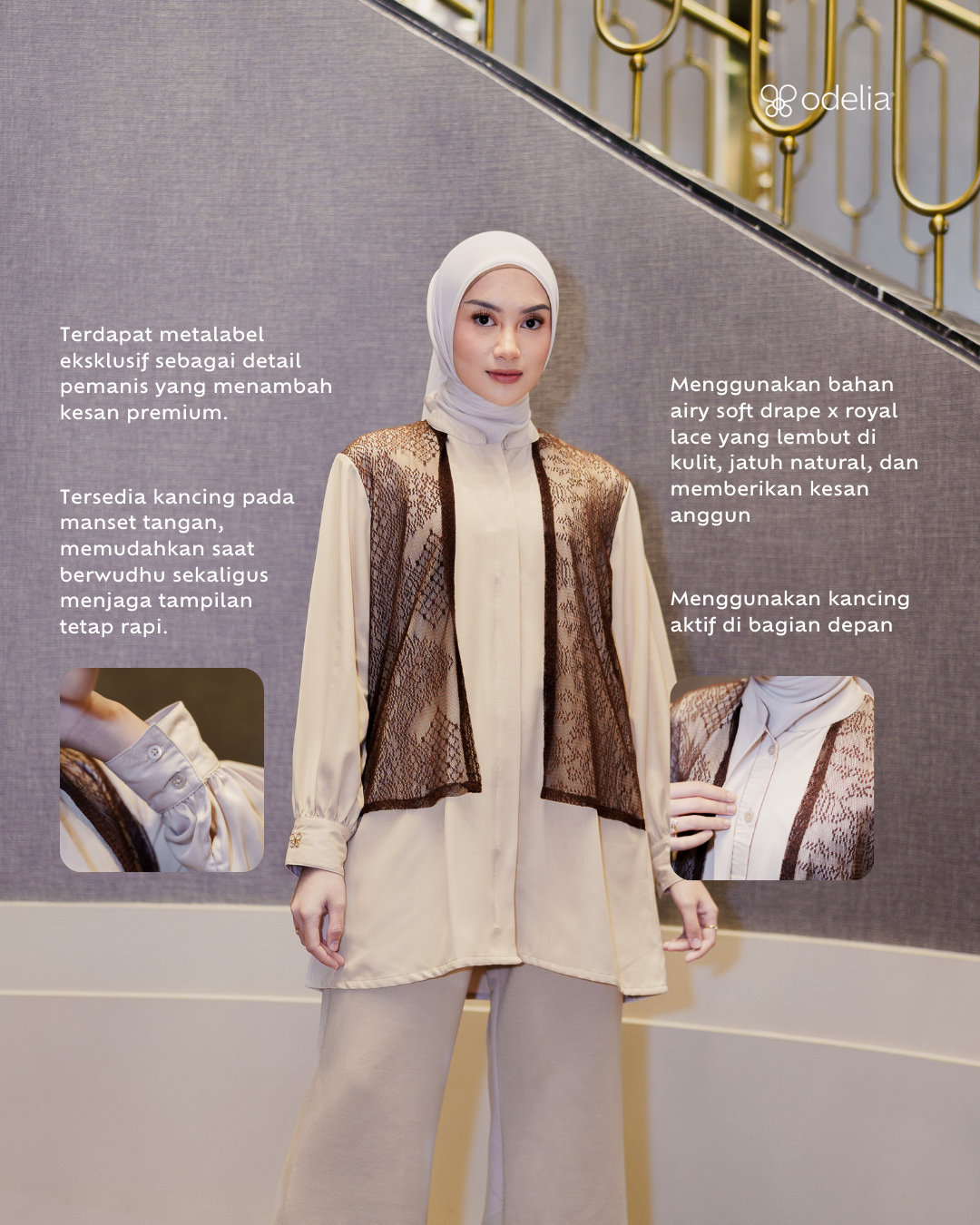 Noor Outer Lace Blouse - Ivory Wood