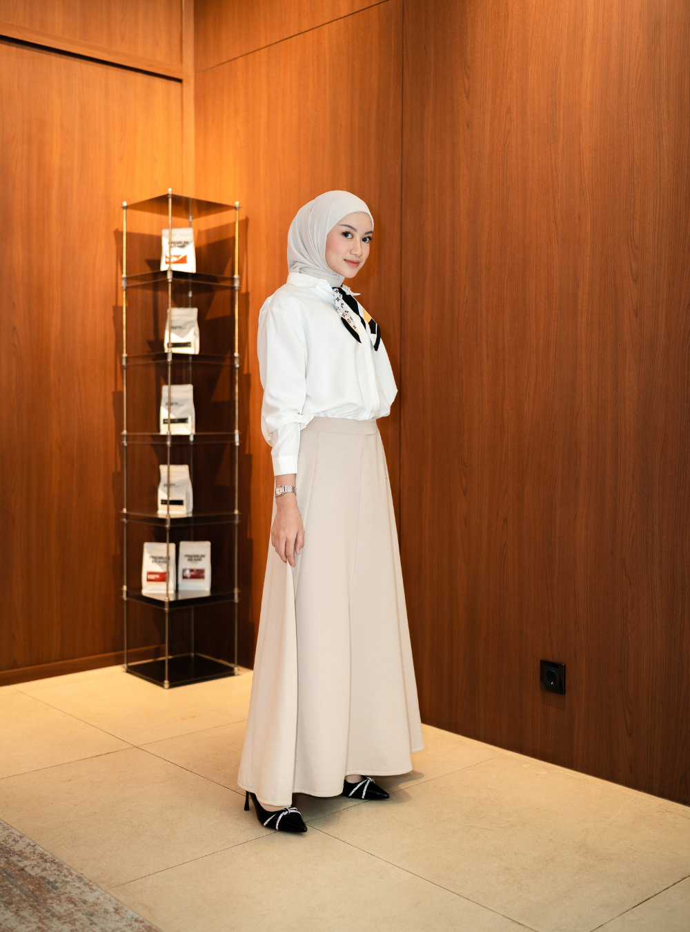 Elora Twirl Skirt - Beige