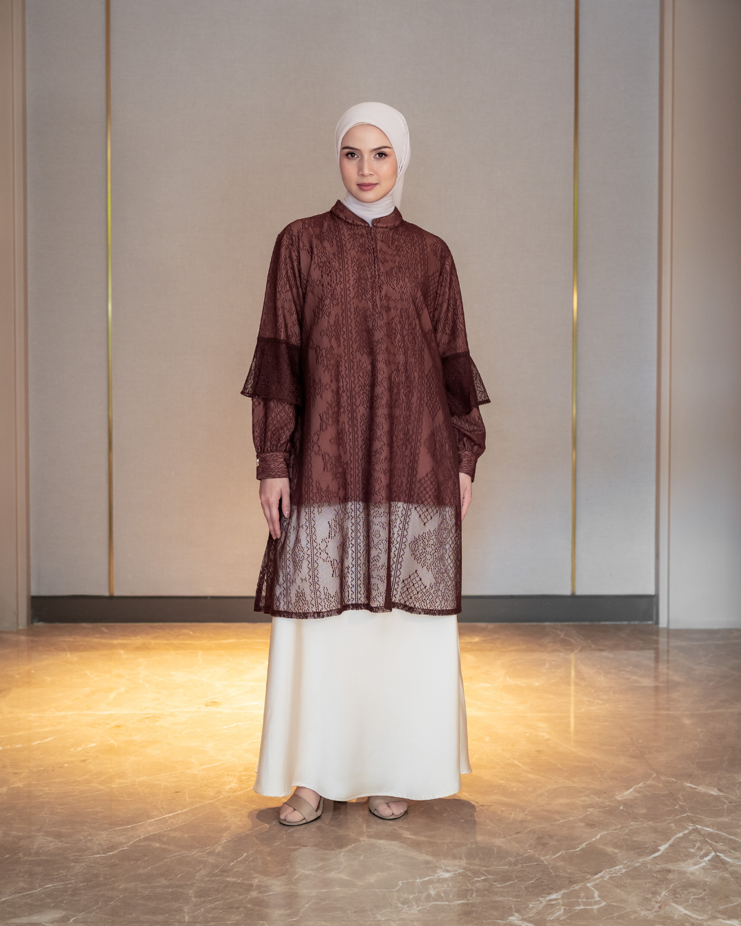 Noor Lace Tunic - Mahogany