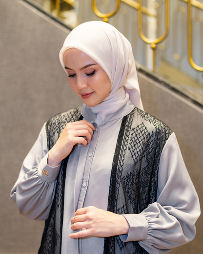 Noor Outer Lace Blouse - Stone Black