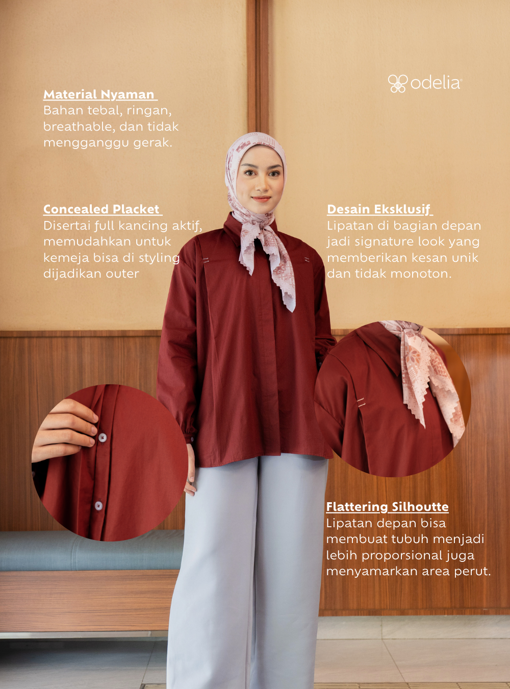 Serene Fold Shirt - Spiced Brick
