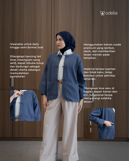 Outer Cheongsam - Navy