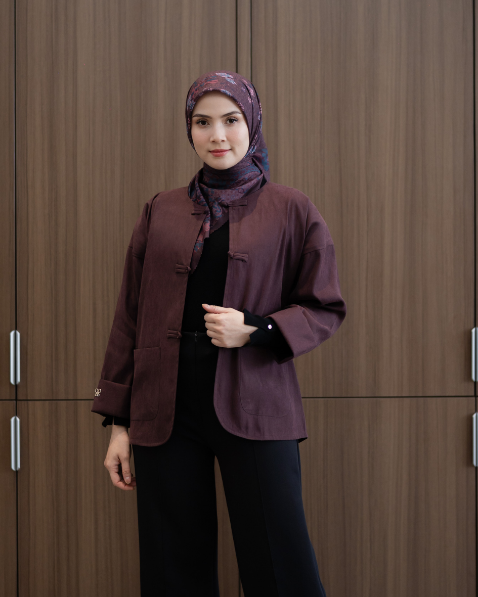 Outer Cheongsam - ⁠Velvet Plum