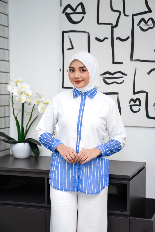 Nara Stripe Shirt - Deep Ice